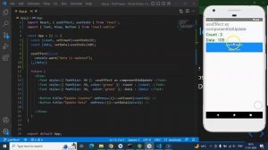 React Native tutorial #24 useEffect hook as ComponentDidUpdate life cycle method