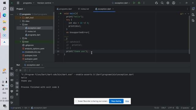 Day 24 - Exception - Exception Handling - Throw | Dart - Flutter Malayalam Tutorial- Cyber Goddess