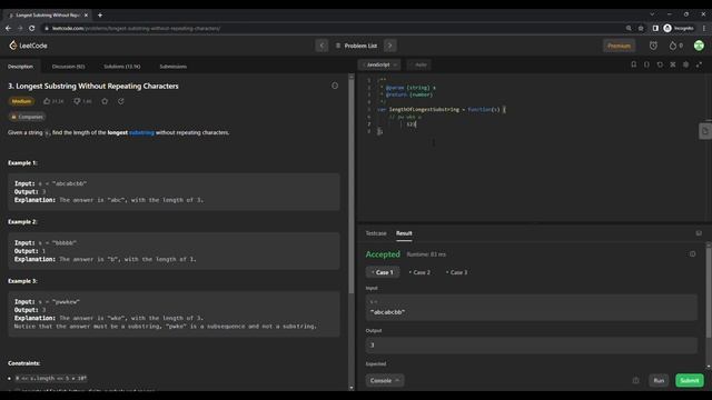 EN) Leetcode 3. Longest Substring Without Repeating Characters смотреть онлайн