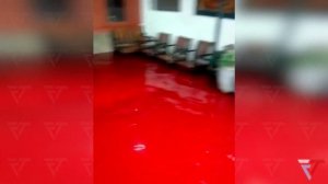 Jenggot has turned RED after Floods hit a nearby Batik Factory. Indonesia / Natural Disasters