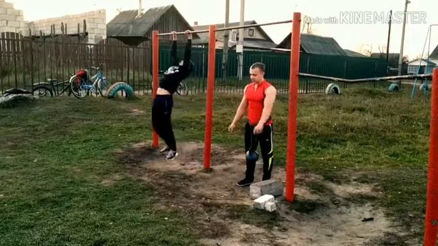 Подтягивания в лесенку с гирей + 16 кг смотреть онлайн