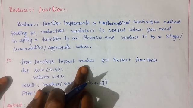 Python  in Tamil/ Program for using reduce Function in Python Language