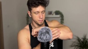 Muscle flexing and tapping ASMR (male whispered ramble)