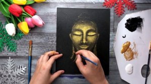 КАК НАРИСОВАТЬ БУДДУ • Рисуем просто интерьерную картину с золотом