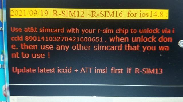 RSIM /GEVEY PRO New iccid code, r-sim+simcard at&t 9-20-2021