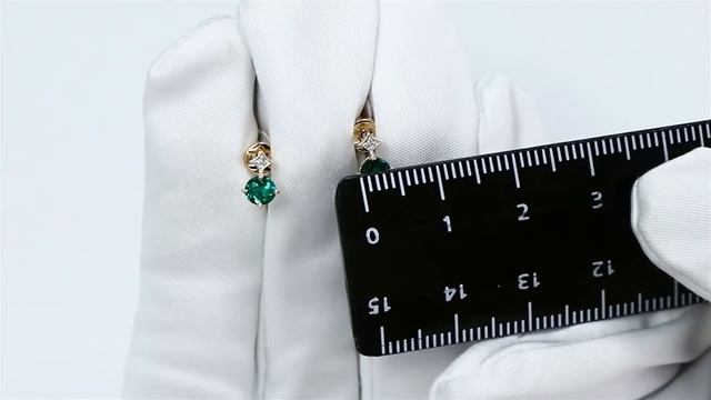 Золотые серьги SOKOLOV 6027046 с бриллиантом и гидротермальным изумрудом смотреть онлайн