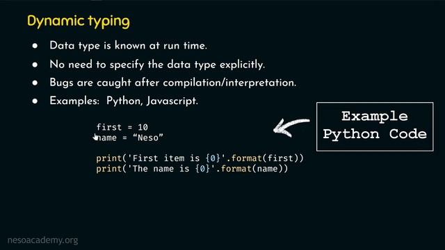 Static Typing vs  Dynamic Typing