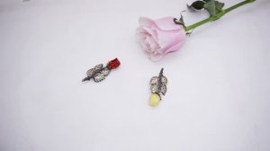 Брошь Роза янтарь бронза латунь брошка стильная розочка цветок 4026 Хорошие Вещи