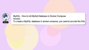 MySQL : How to init MySql Database in Docker Compose