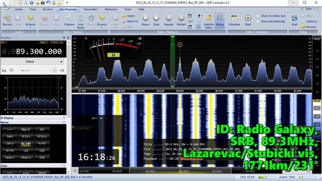 29.06.2023 13:18UTC, [Es], Radio Galaxy, Сербия, 89.3МГц, 1771км