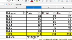 Subtotal and Total in Libre calc@COMPUTEREXCELSOLUTION
