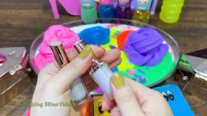 Mixing makeup, clay and more into GLOSSY  slime !!! Relaxing Satisfying Slime Video #348