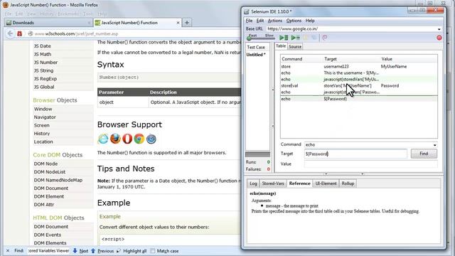 12. storedvars in selenium ide,how to use storeeval in selenium ide,Map,number function