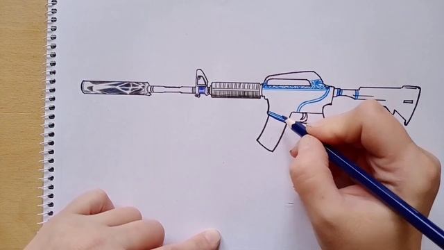 Как нарисовать автомат M4A1-S опустошитель из CS:GO || how to draw an automaton M4A1-S from CS:GO