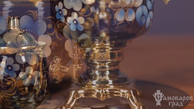 Электрический самовар 3 литра с росписью «Жостово на синем» / Обзор самовара смотреть онлайн