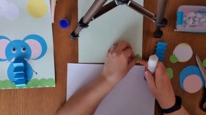 Аппликация из кругов "Слоник на полянке"