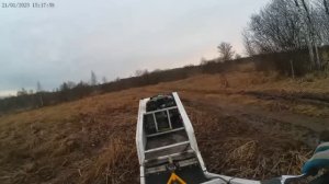 Мотособака в "чистом" поле - вроде зима, а снега нет!