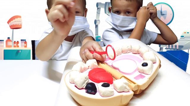 Мистер Зубастик лечит зубы у стоматолога | Играем в Стоматолога | Пластилин Плей До смотреть онлайн