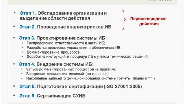 Вебинар. Управление информационной безопасностью в соответствии с ISO 27001 смотреть онлайн