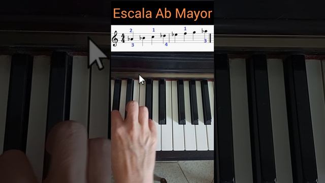 Escala Ab Mayor 😉-DIGITACION PIANO-🎹😊 #piano #teoriamusical