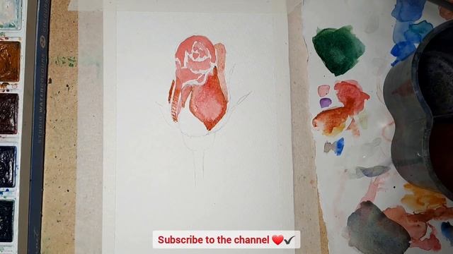 БУТОН РОЗЫ АКВАРЕЛЬЮ | Мастер-класс смотреть онлайн