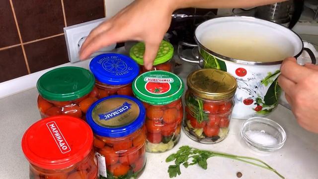 Консервированные помидоры Черри с базиликовым маринадом смотреть онлайн