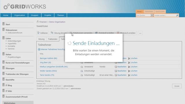 GRIDWORKS Sitzungsverwaltung SharePoint смотреть онлайн