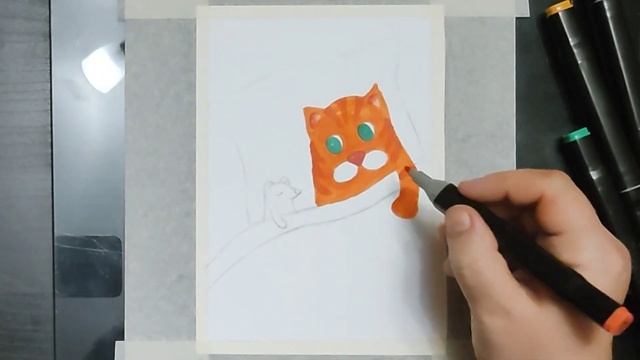 Дружелюбный котик) Рисуем фломастерами. смотреть онлайн