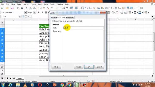 Data Validation in Libreoffice Calc || Libreoffice calc tutorial