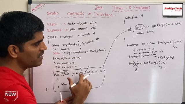 # 158 Static method in Interface in Java | static Methods | java |java 8 |java 8 features|RedSysTec