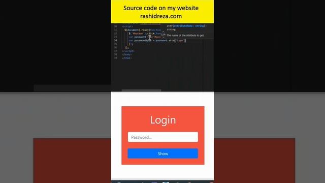 ?? How to create hide & show password #html #bootstrap #ajax #css #javascript #jquery #mysql #php