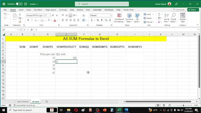 Learn All SUM Formulas in Excel (SUMIF, SUMIFS, SUMPRODUCT, SUMSQ...)