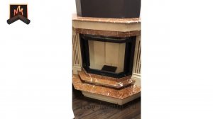 Классика в угловом исполнении - мраморный портал с дровяной топкой Spartherm, от мастеров Стройкамин