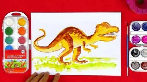 Урок рисования для детей от РыбаКит - рисуем ДИНОЗАВРА акварелью