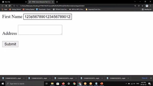 HTML Textarea Tag | Multi-Line Input From Field | HTML Form Elements Part 5 in Hindi | HTML Tutoria