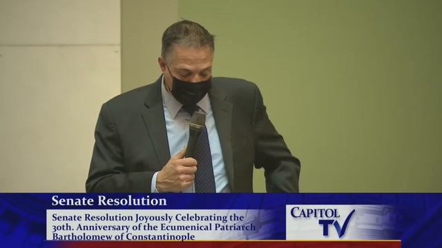 Senator Raptakis introducing Resolution for 30th Anniversary of the Ecumenical Patriarch Bartholome смотреть онлайн
