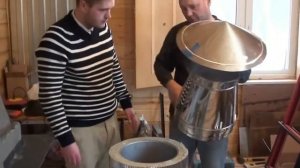 Установка монтаж дымохода 'Вулкан' для камина печи котла