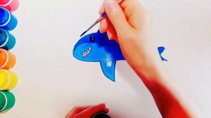 Рисуем акулу красками / how to draw a shark # рисунокакулы #акула #babyshark
