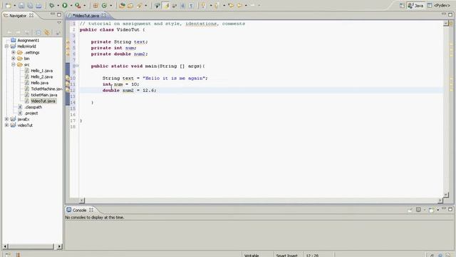 assignment, commenting and coding style in Java смотреть онлайн