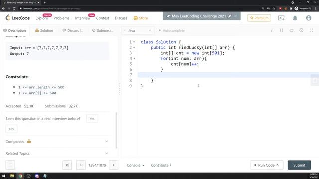 UNLISTED | LeetCode 1394 | Java смотреть онлайн
