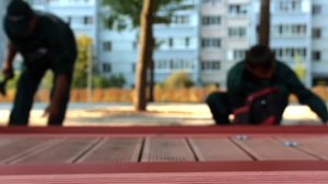 Монтаж террасной доски MultiDeck. Сквер по ул. Ак. Парина, Казань.