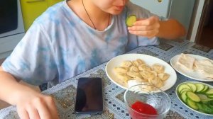 ASMR / АСМР / Пельмени / Лаваш с сыром / Огурцы