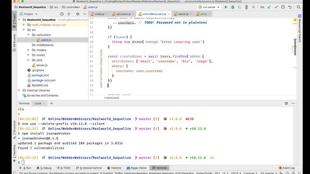 Real world NodeJS Project: Part 8 - Create JSON Web Tokens смотреть онлайн