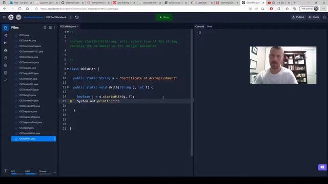 OCE Java I - boolean startsWith(string, int) смотреть онлайн