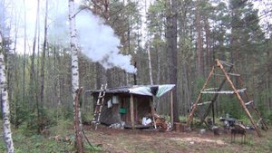 ТАЕЖНАЯ ПЕЧКА Отшельника ПЕЧЬ в ИЗБЕ 2024 Чага Черемша Черемица река РУД Поход Рыбалка Охота Camping