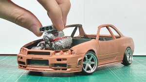 Делаю Nissan skyline gtr r34 из пластилина, своими руками