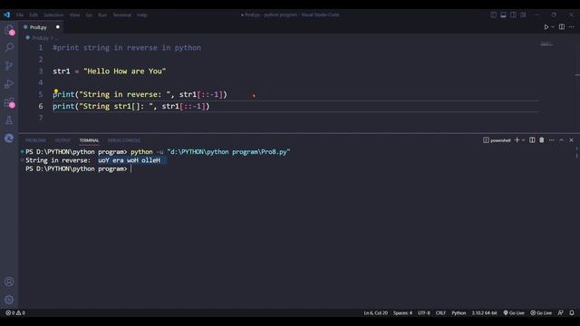 print string in reverse  in python. #python #newvideo #coding #coder