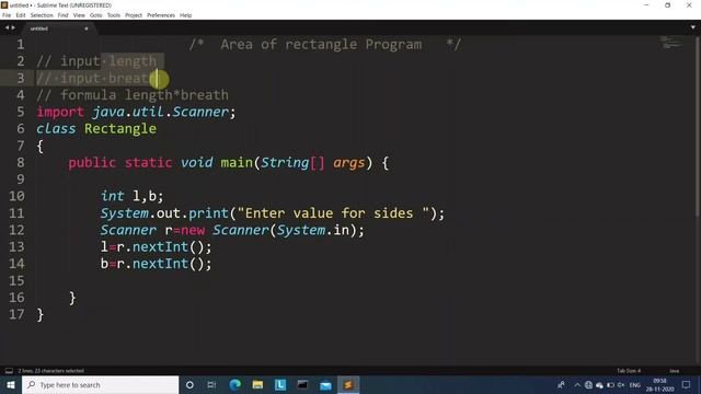 Java program to Calculate Area of Rectangle | Learn Coding