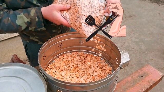 Первое копчение в биксе.