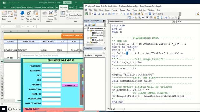 Fully Automatic Data Entry userform in Excel VBA || Employee Database in Excel VBA || Step by Step
